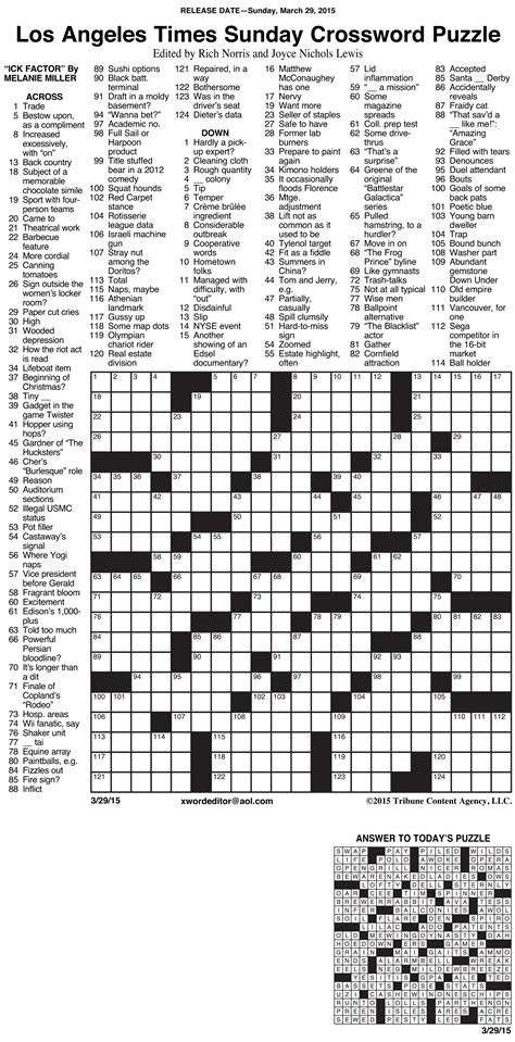 la times crossword answers|More.